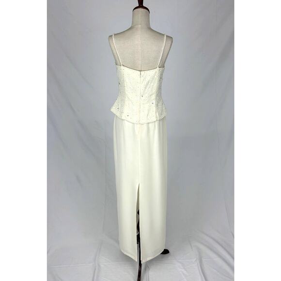 Chicas Dress Set Maxi Gown Jacket Women Medium Off White Embroidered Formal NWT - Picture 4 of 16